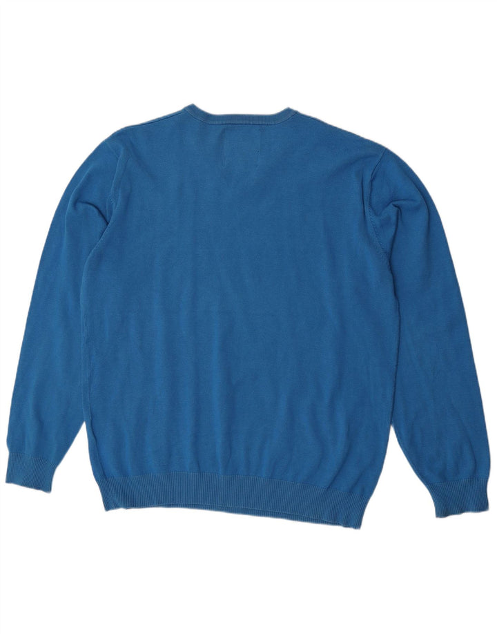 Jack & Jones Mens V-Neck Jumper Sweater 2XL Blue Acrylic