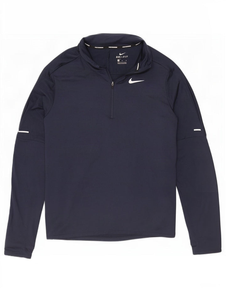 Męska koszulka Nike Dri Fit z zamkiem błyskawicznym i długim rękawem, średni granatowy poliester
