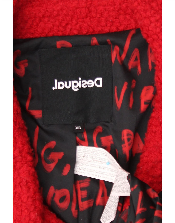 Desigual damski płaszcz oversize z podwójnymi piersiami UK 6 XS, czerwony poliester