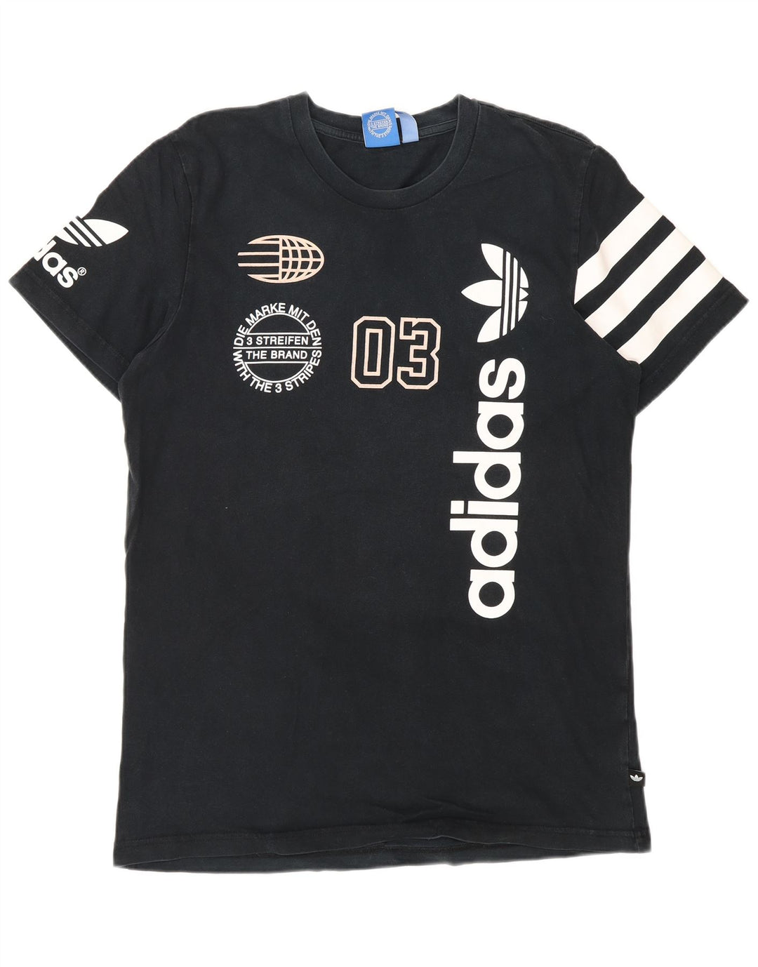 Męski T-shirt z grafiką ADIDAS, duży, granatowy