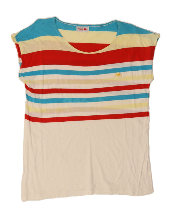 KAPPA Womens T-Shirt Top UK 14 Medium Multicoloured Striped Cotton