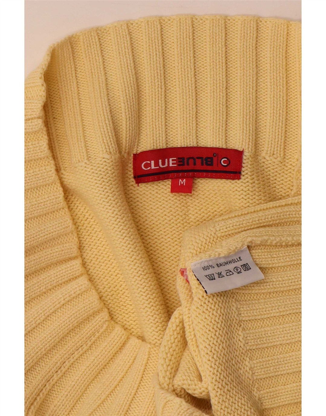 Vintage damski sweter z odkrytymi ramionami UK 12, średnia żółta bawełna