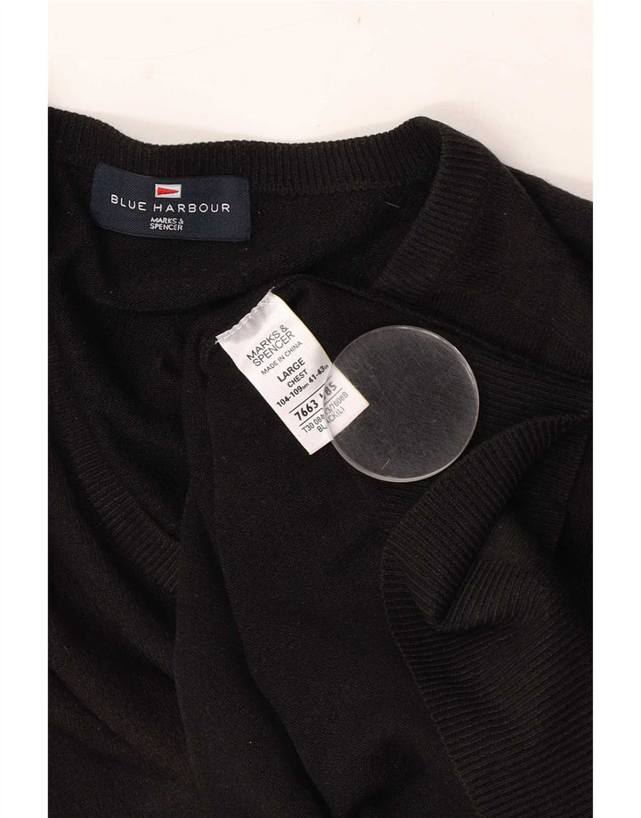 Marks & Spencer Męski sweter z dekoltem w kształcie litery V, UK 41/43, duży czarny