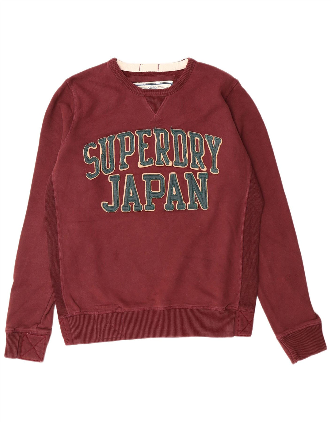 Męski sweter z grafiką Superdry, duży, bordowy, bawełniany