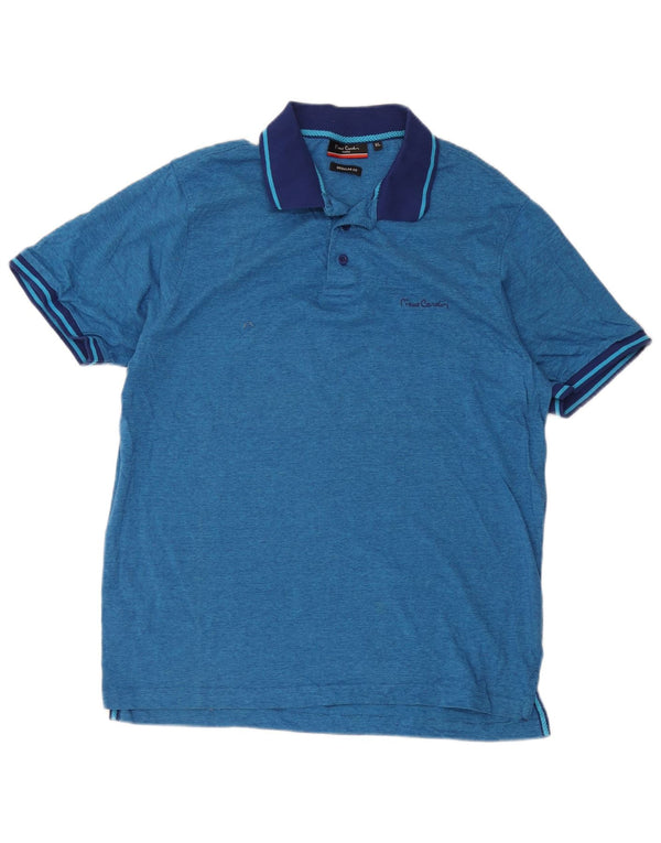 Męska koszulka polo Pierre Cardin o regularnym kroju XL, niebieska, bawełniana w prążki