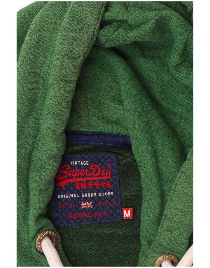 Męski sweter z kapturem Superdry z grafiką, średnio zielony, bawełniany