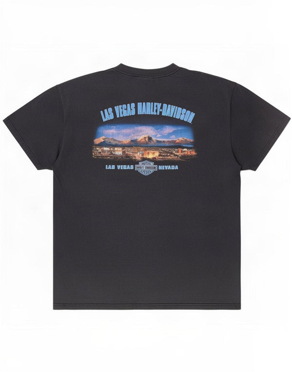 Męska koszulka z grafiką Harley Davidson Las Vegas, góra XL, czarna, bawełniana