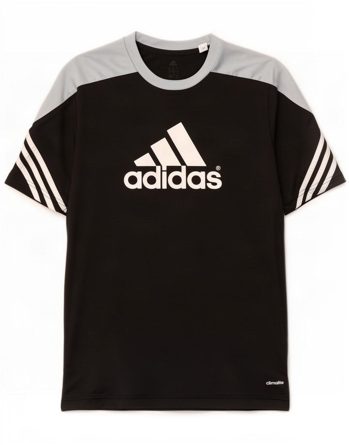 Męska koszulka Adidas Climalite z grafiką, duża, czarna, z blokami kolorów, poliestrowa