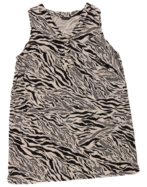 Marks & Spencer Damska sukienka typu shift bez rękawów UK 22 2XL Biały nadruk zwierzęcy