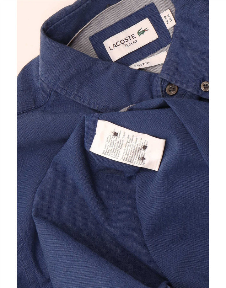 Koszula męska Lacoste Slim Fit, rozmiar 40, średnia, granatowa, bawełniana