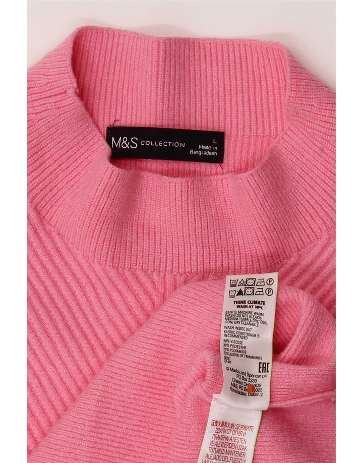 Marks & Spencer Damski sweter z golfem UK 16, duży, różowy, wiskoza