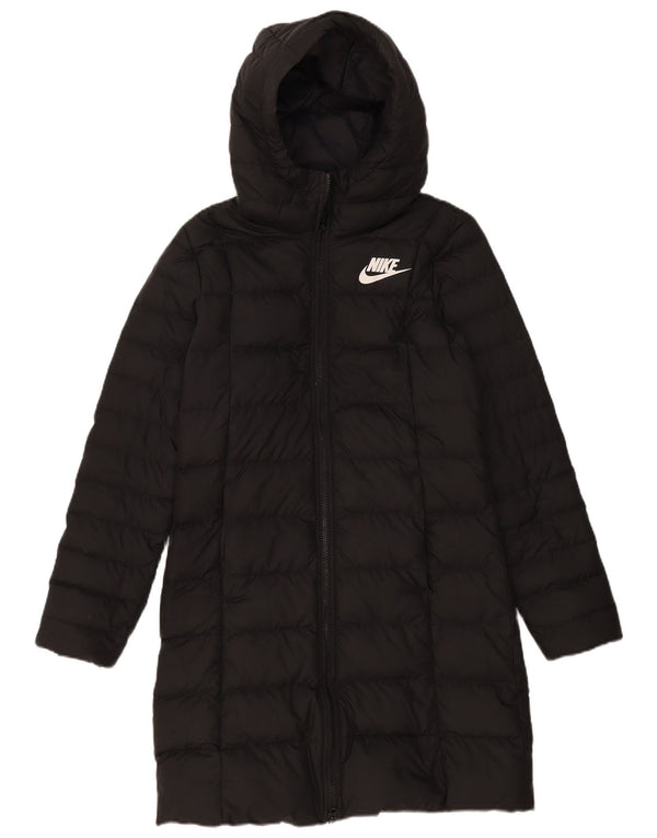 Damski płaszcz z kapturem i wyściełanym kapturem Nike UK 10, mały, czarny poliester
