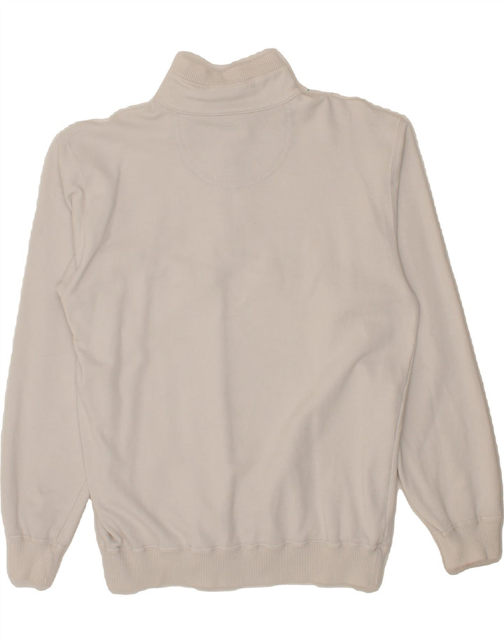 CHAMPION Mens Graphic Zip Neck Sweatshirt Jumper Large White Cotton Vintage Champion and Second-Hand Champion from Messina Hembry 