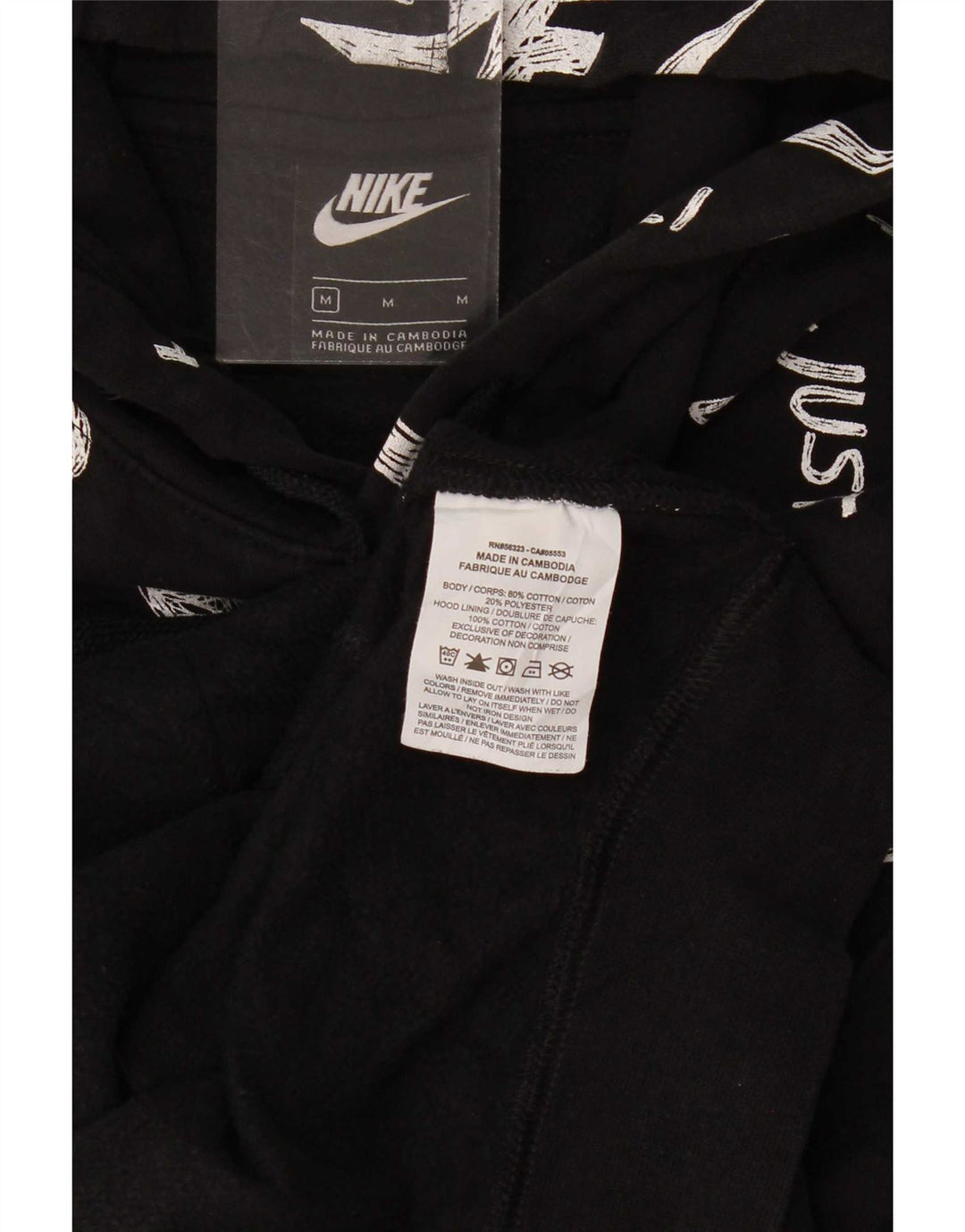 Męska bluza z kapturem Nike z grafiką, średnia czarna, bawełniana