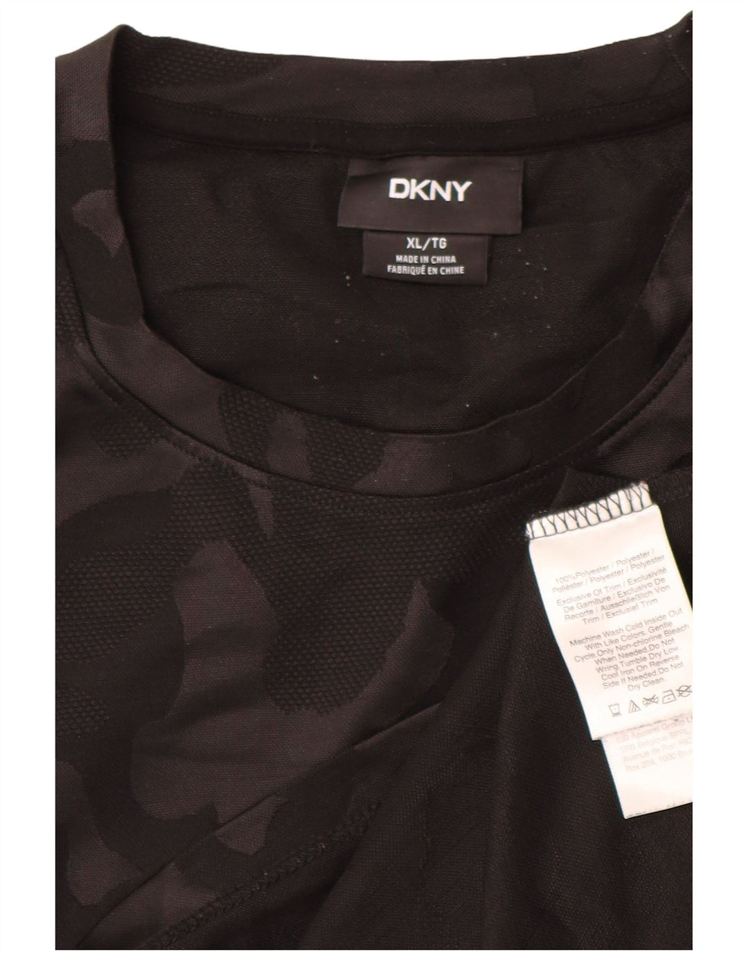 T-shirt męski DKNY Top XL, czarny kamuflaż, poliester