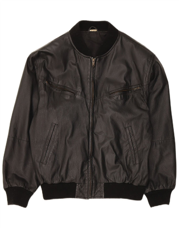 Vintage damska kurtka skórzana o luźnym kroju EU 38, średnia czarna skóra