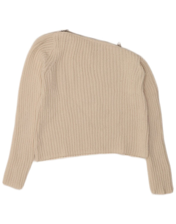 Damski sweter ZARA z dekoltem w łódkę, UK 12, średni, złamany biały poliester