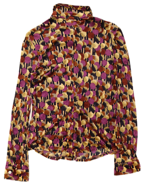 Divina Womens Velour Shirt Blouse UK 12 Medium Multicoloured Spotted