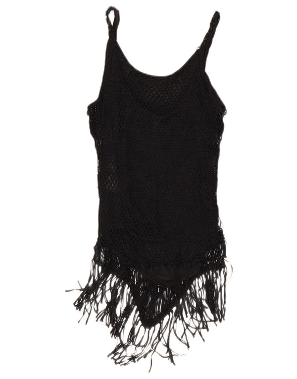 Damski top na ramiączkach Zara UK 12, średni czarny sztuczny jedwab