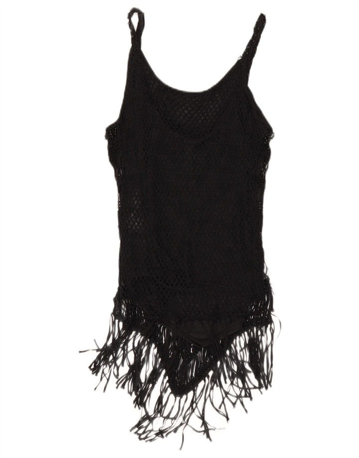 Damski top na ramiączkach Zara UK 12, średni czarny sztuczny jedwab