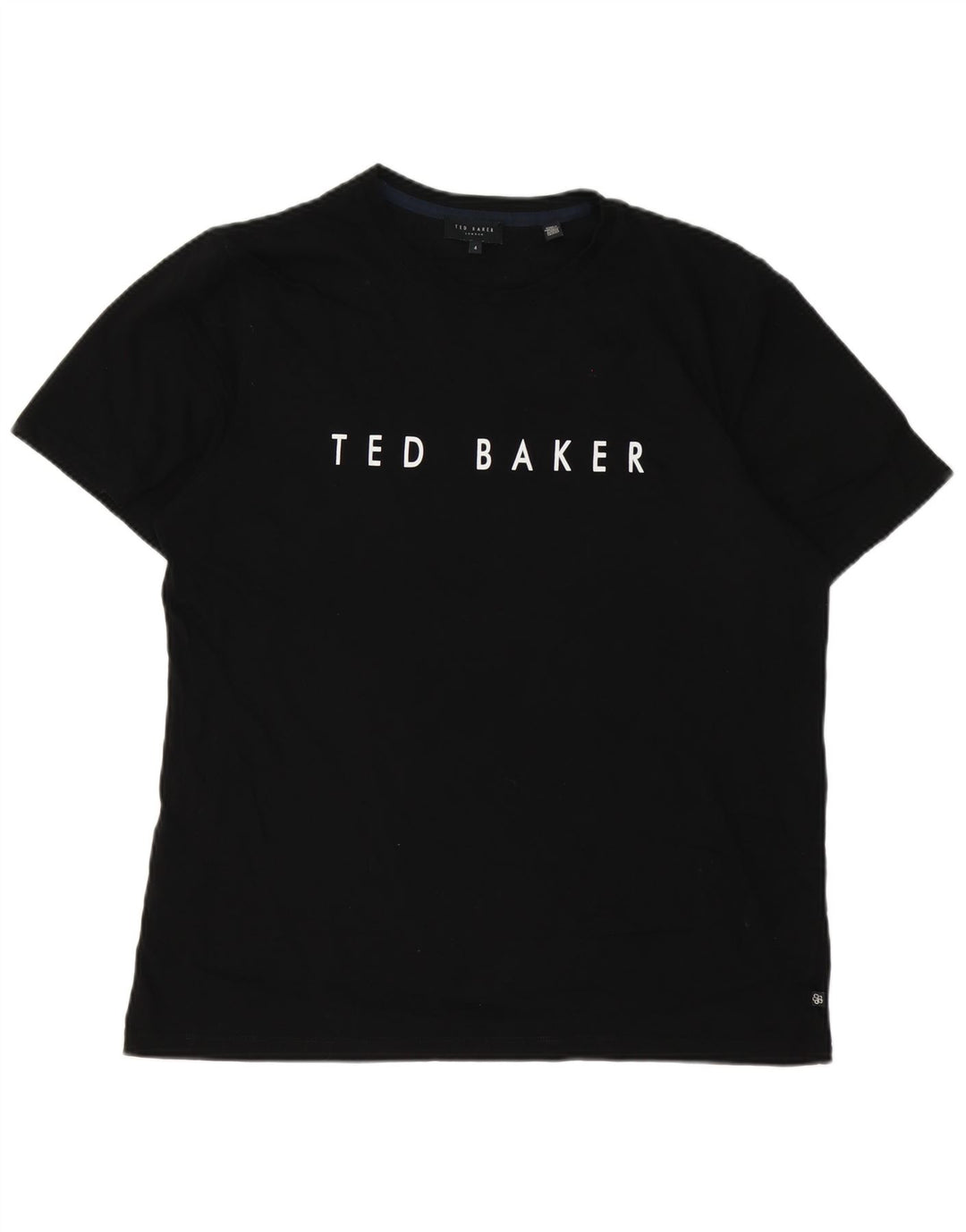Męski T-shirt z grafiką Ted Baker, rozmiar 4, duży, czarny, bawełniany