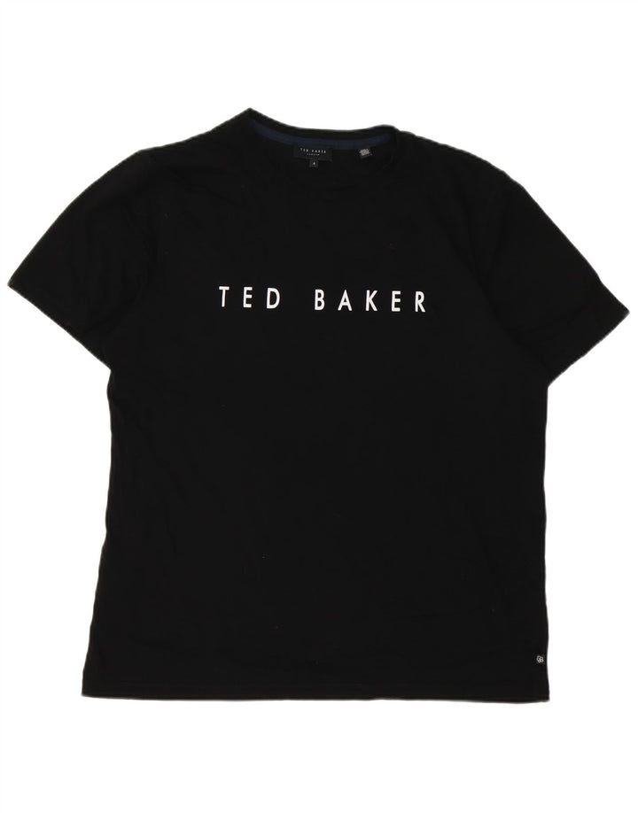 Męski T-shirt z grafiką Ted Baker, rozmiar 4, duży, czarny, bawełniany