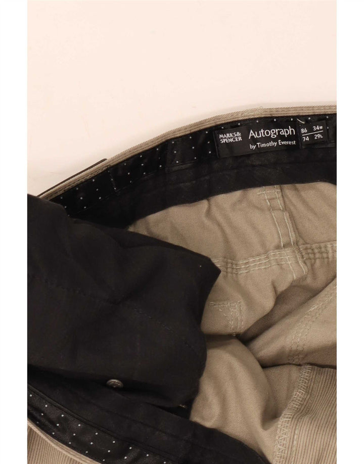 Marks & Spencer Męskie proste spodnie codzienne W34 L29 Khaki