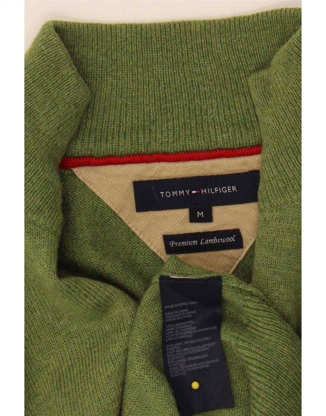 Męski sweter zapinany na zamek Tommy Hilfiger Średni zielony owcza wełna