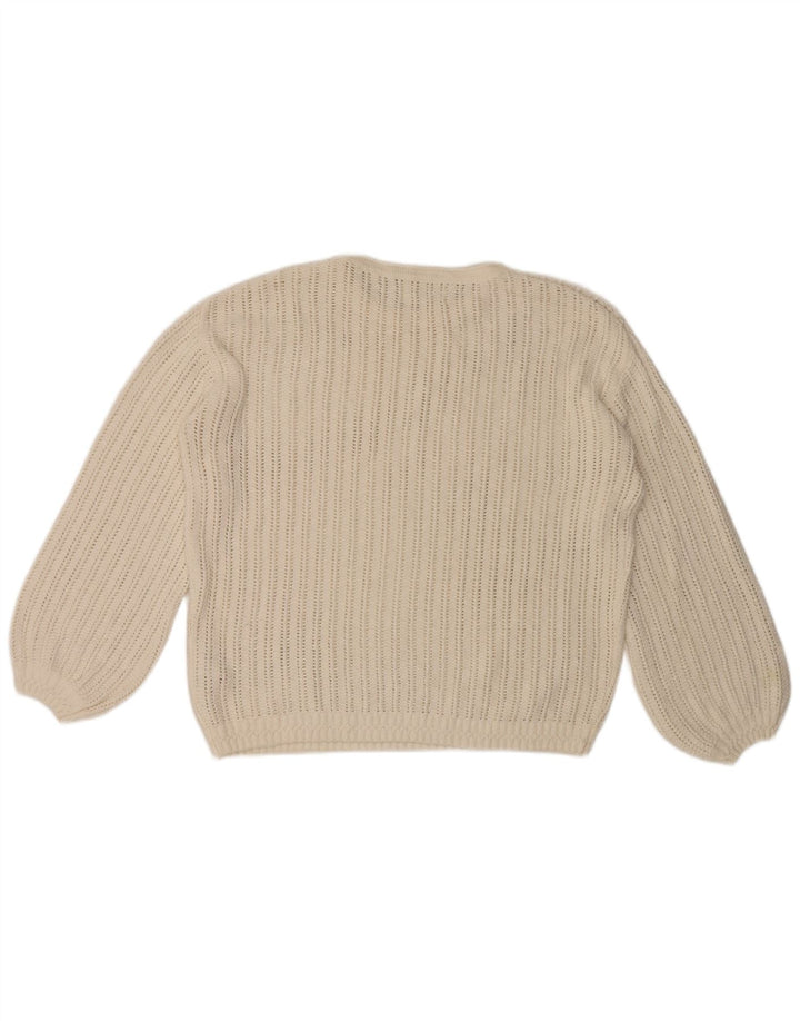 Damski sweter oversize Fat Face z okrągłym dekoltem UK 12, średni biały