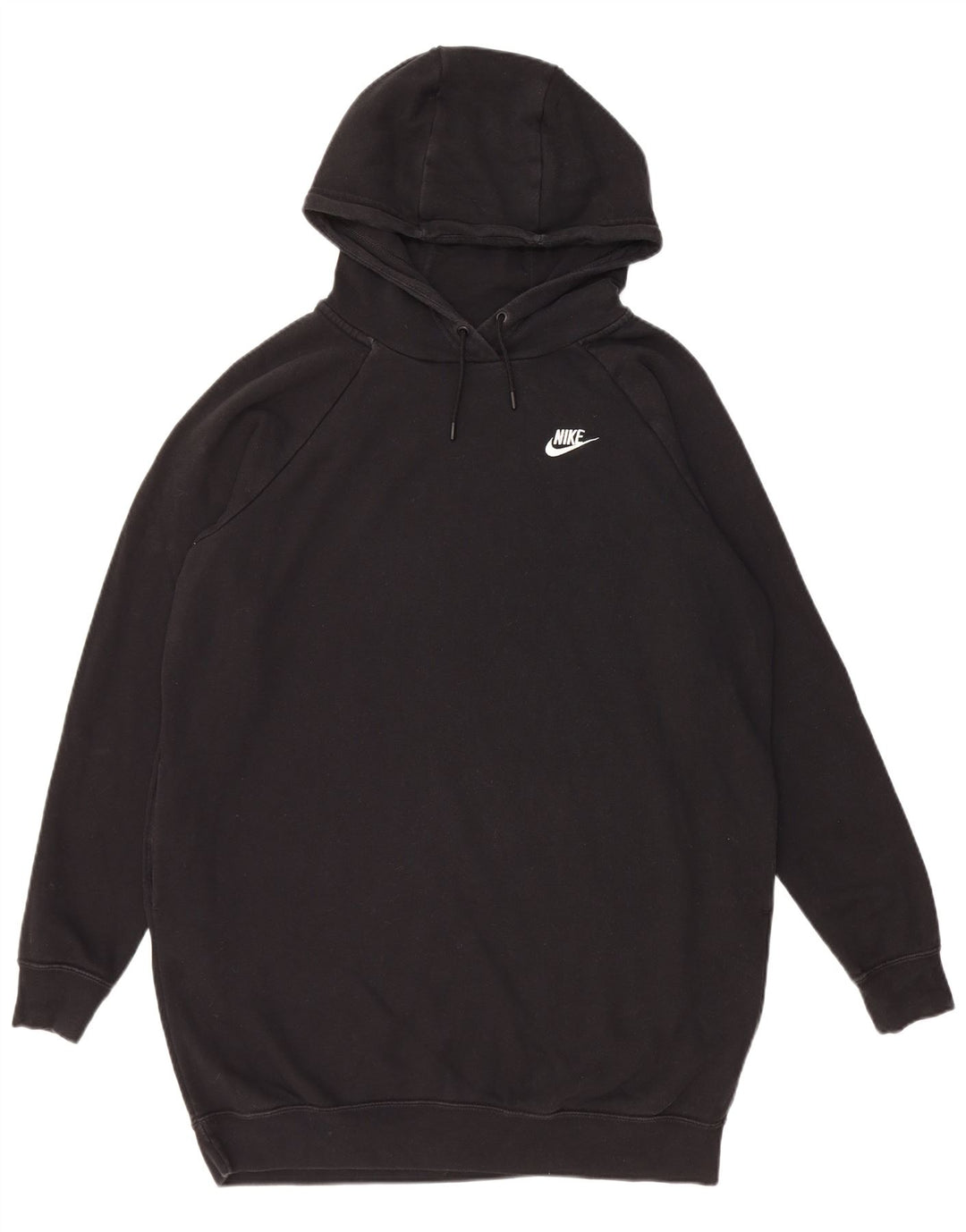 Damska bluza z kapturem o przedłużonym fasonie Nike, UK 14, średnia czarna bawełna