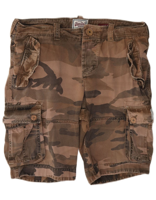 Męskie spodenki cargo Superdry, duże W36, brązowa bawełna w kamuflażu