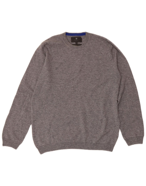 MARKS & SPENCER Męski sweter o dopasowanym kroju z okrągłym dekoltem, średnioszary