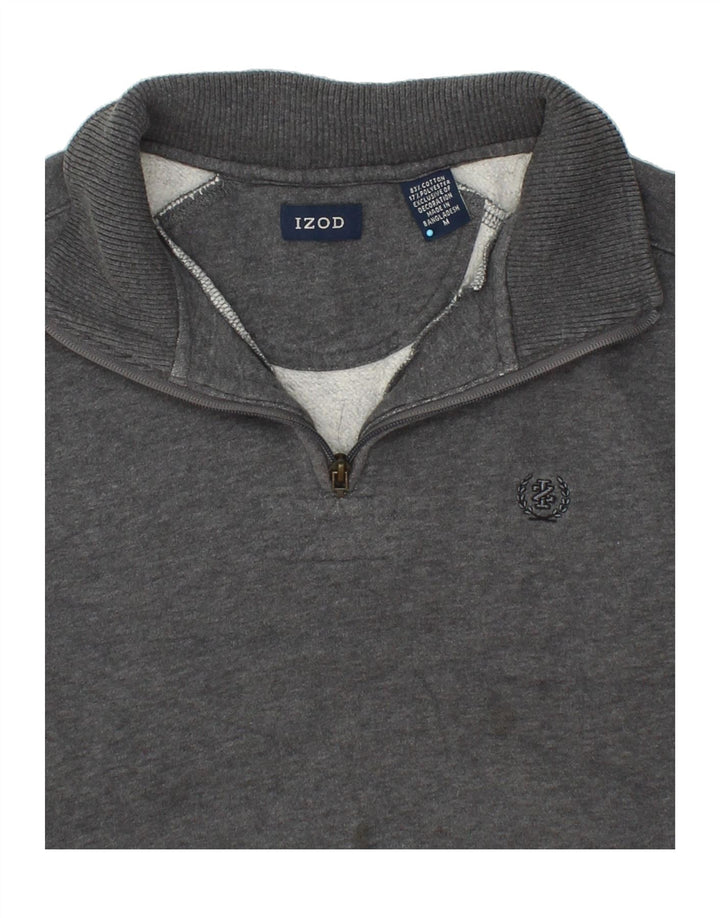 IZOD Mens Zip Neck Sweatshirt Jumper Medium Grey Cotton Vintage Izod and Second-Hand Izod from Messina Hembry 