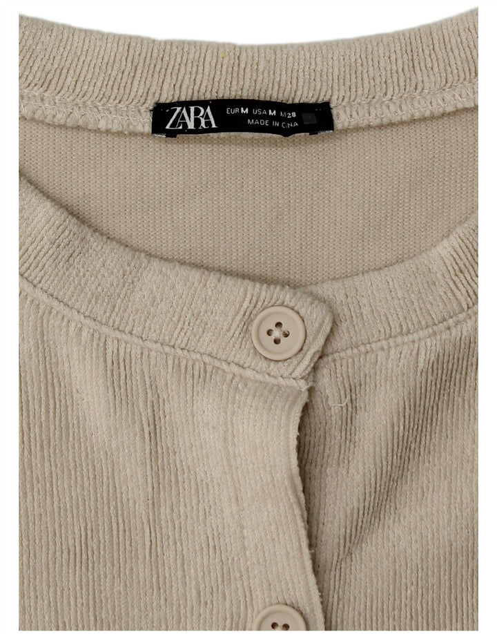 Sweter damski Zara Crop Cardigan UK 12 średni beż