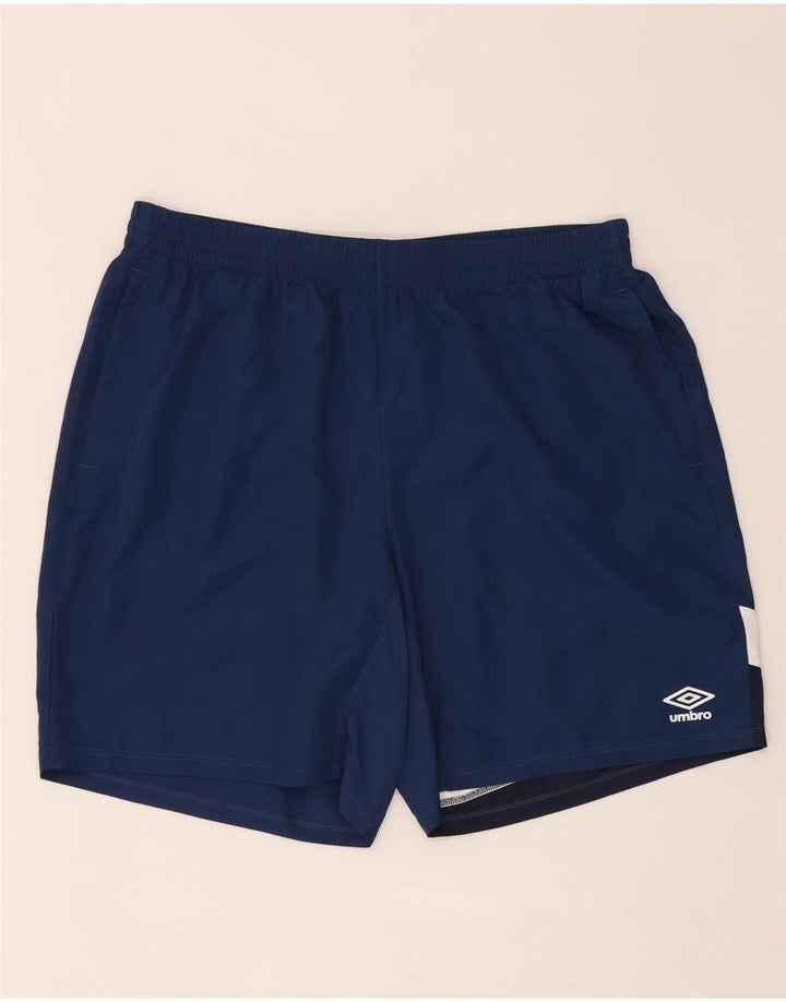 Męskie spodenki sportowe Umbro XL, granatowe, z blokami kolorów, poliestrowe