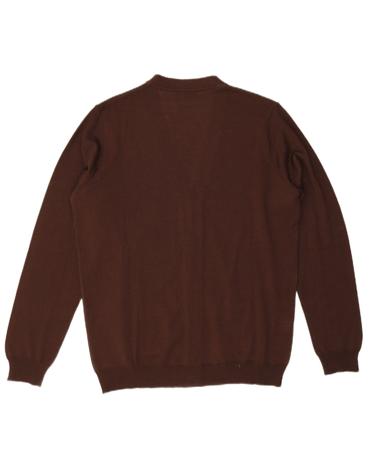 Sweter męski w stylu vintage, średniej wielkości brązowa wełna