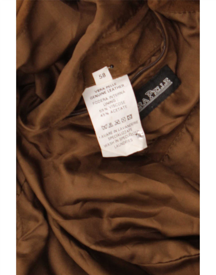 Vintage męska zamszowa kurtka bomber IT 58 4XL brązowa skóra