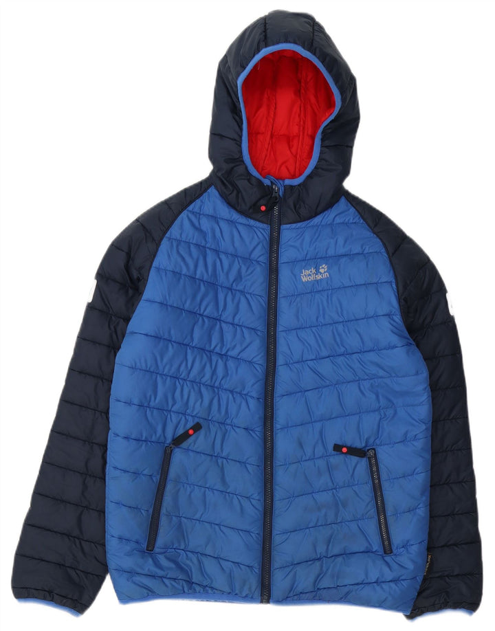 Wyściełana kurtka chłopięca z kapturem Jack Wolfskin 13-14 lat, niebieska, poliestrowa