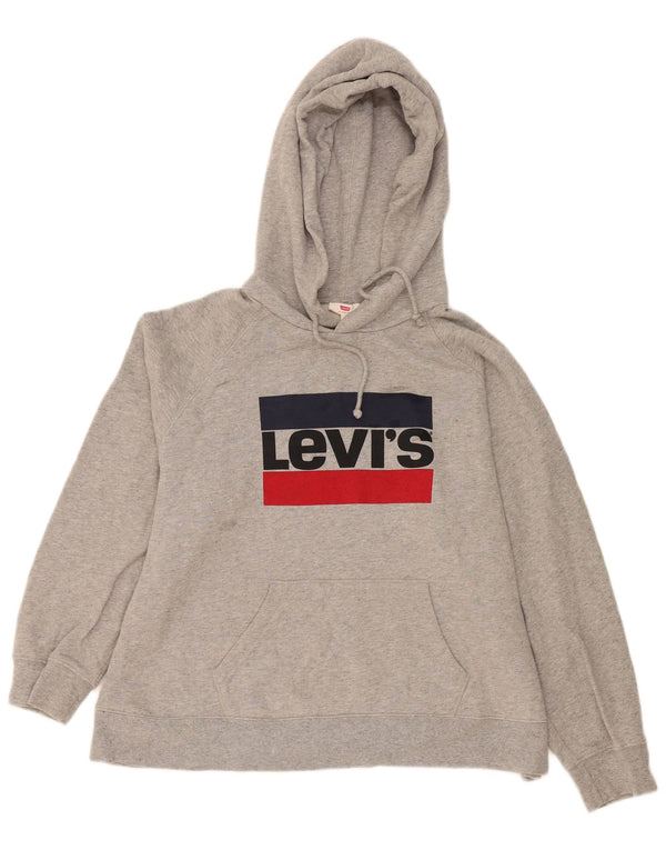 Damski sweter Levi's z grafiką, oversize, UK 18 XL, szary, bawełniany