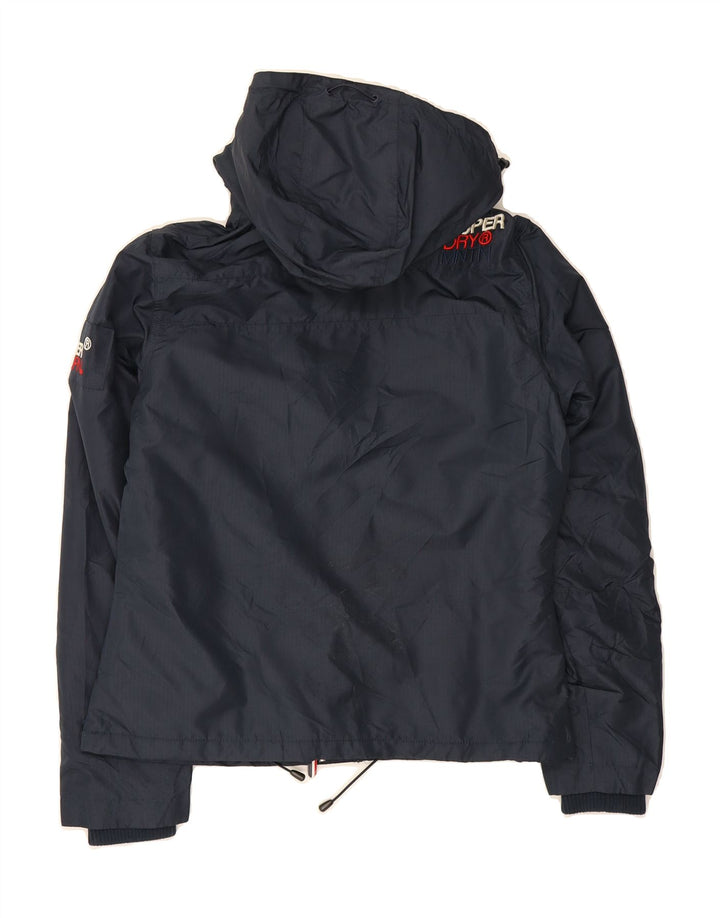 SUPERDRY Womens Hooded Windbreaker Jacket UK 12 Medium  Navy Blue Vintage Superdry and Second-Hand Superdry from Messina Hembry 