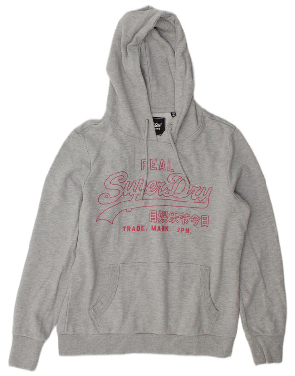 Damski sweter z kapturem Superdry Graphic UK 14, duży, szary, bawełniany