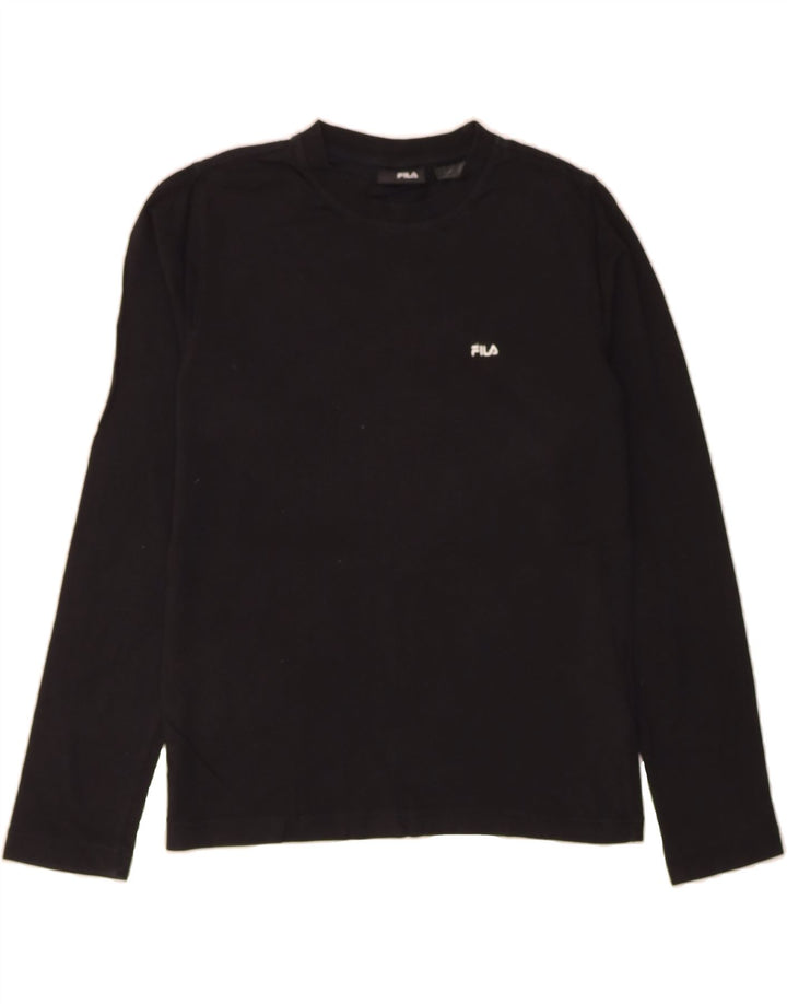 FILA Womens Top Long Sleeve UK 14 Medium Black Cotton Vintage Fila and Second-Hand Fila from Messina Hembry 