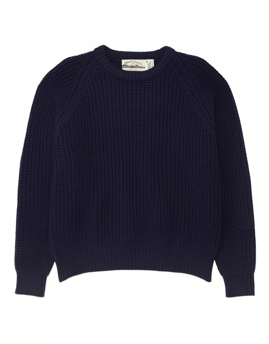 Aran Crafts Męski sweter z okrągłym dekoltem, średni granatowy wełniany