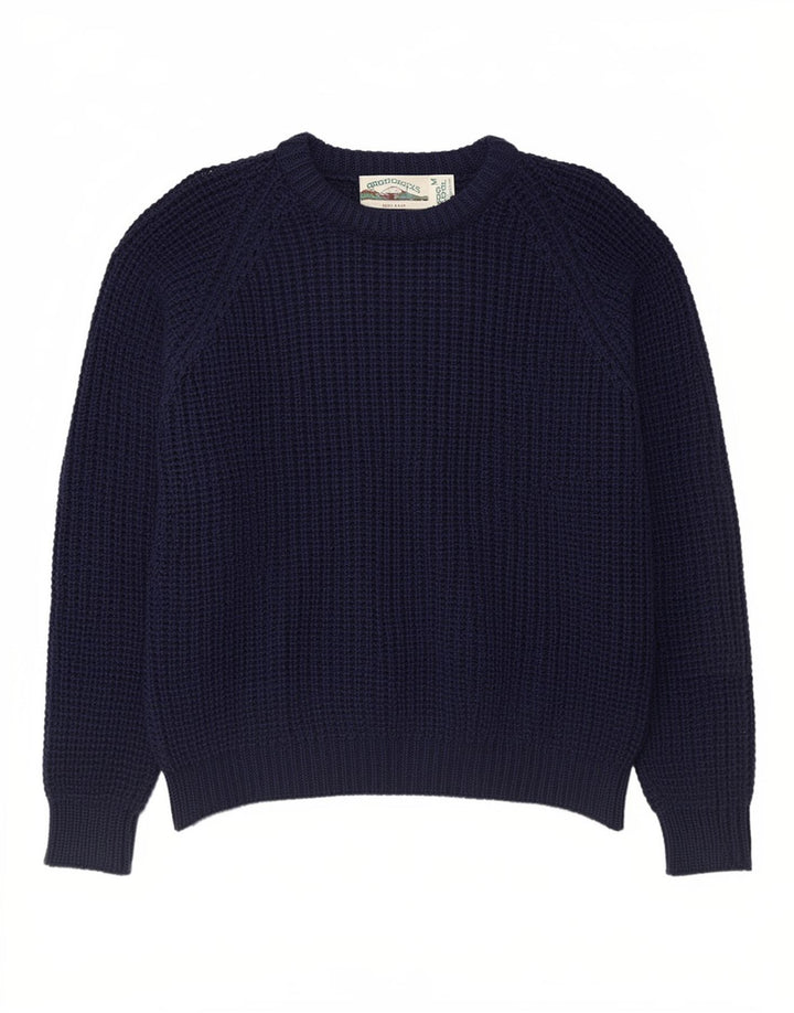 Aran Crafts Męski sweter z okrągłym dekoltem, średni granatowy wełniany