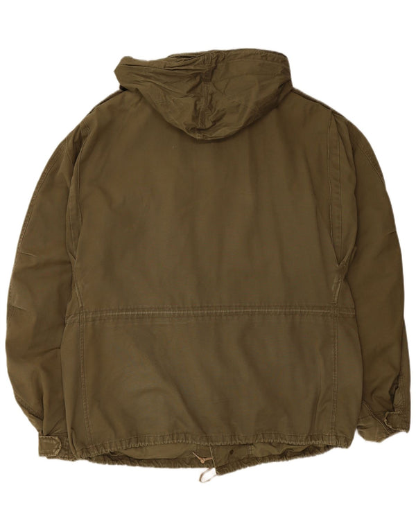 Męska kurtka wojskowa z kapturem VINTAGE UK 44 2XL Khaki, bawełna