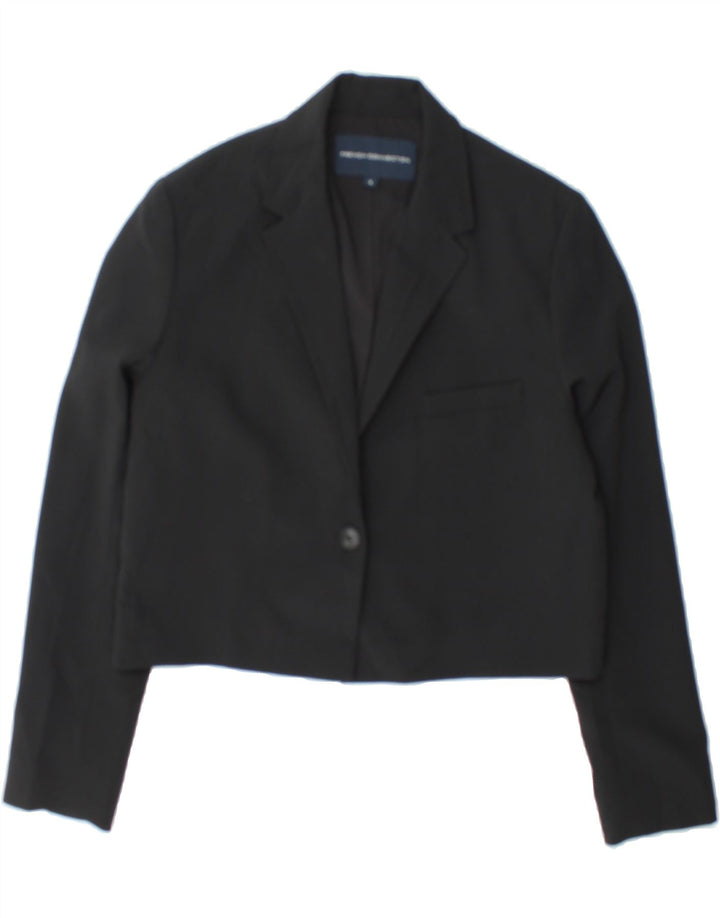 FRENCH CONNECTION Womens Crop 1 Button Blazer Jacket UK 10 Small Black Vintage French Connection and Second-Hand French Connection from Messina Hembry 