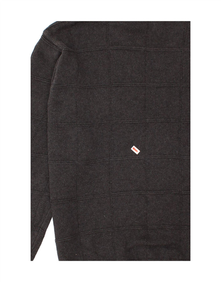 IZOD Mens Crew Neck Jumper Sweater Large Grey Check Cotton Vintage Izod and Second-Hand Izod from Messina Hembry 