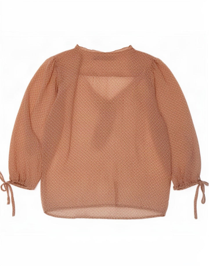 Damski top Zara z abstrakcyjnym wzorem, rękaw 3/4, UK 10, mały beż
