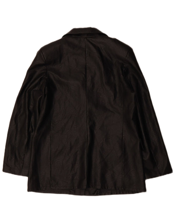 Damska marynarka ze sztucznej skóry VINTAGE zapinana na 1 guzik UK 12, średnia czarna