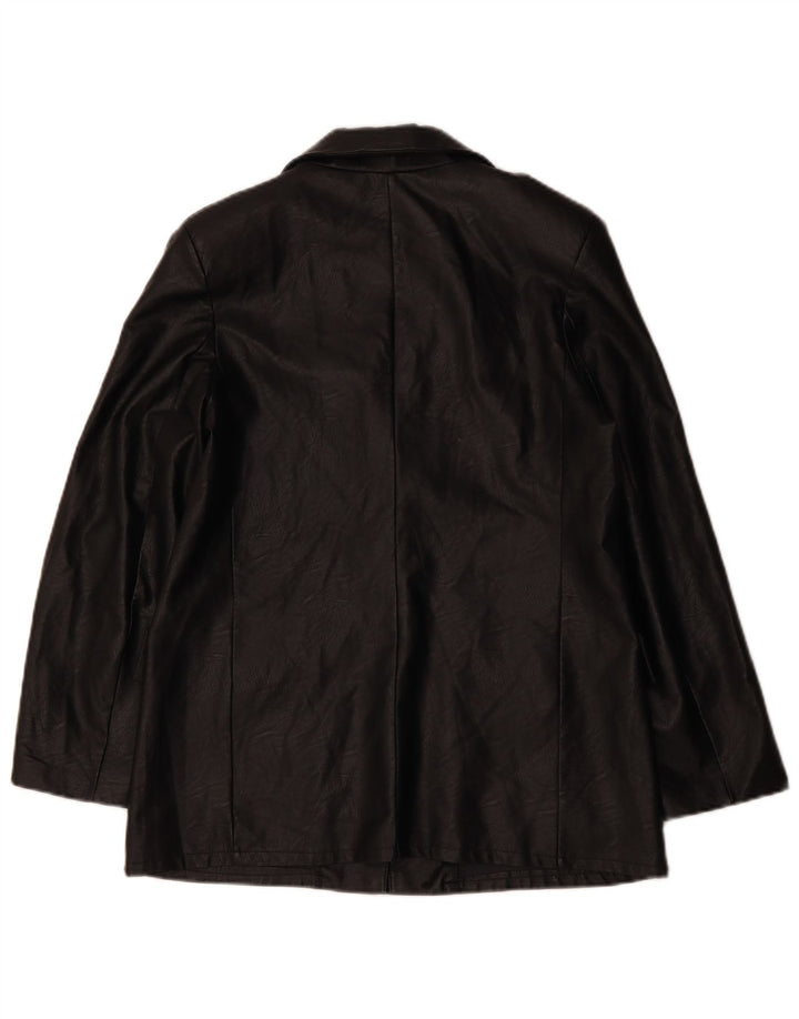 Damska marynarka ze sztucznej skóry VINTAGE zapinana na 1 guzik UK 12, średnia czarna